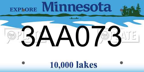 3AA073 Minnesota License Plate