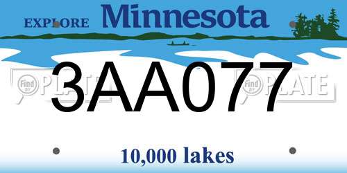 3AA077 Minnesota License Plate