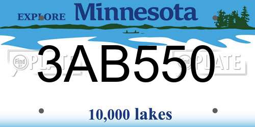 3AB550 Minnesota License Plate