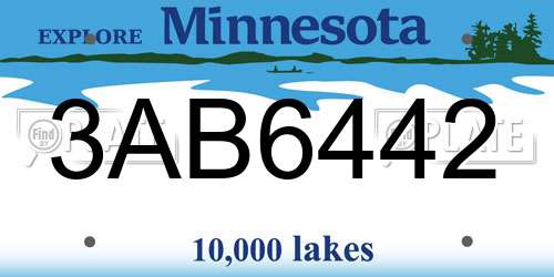 3AB6442 Minnesota License Plate