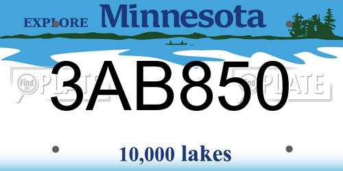 3AB850 Minnesota License Plate