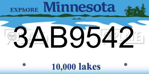 3AB9542 Minnesota License Plate