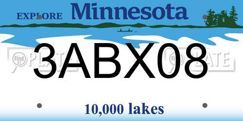 3ABX08 Minnesota License Plate