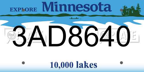 3AD8640 Minnesota License Plate
