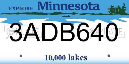 3ADB640 Minnesota License Plate