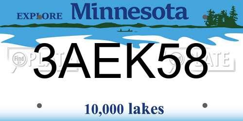 3AEK58 Minnesota License Plate
