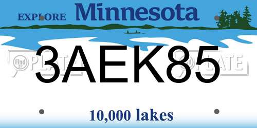 3AEK85 Minnesota License Plate