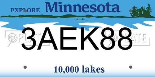 3AEK88 Minnesota License Plate