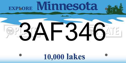 3AF346 Minnesota License Plate