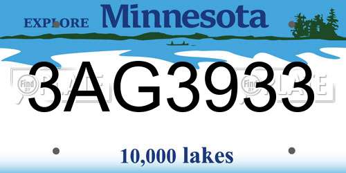3AG3933 Minnesota License Plate