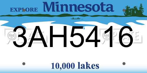 3AH5416 Minnesota License Plate