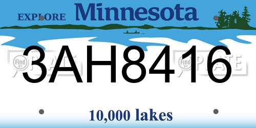3AH8416 Minnesota License Plate