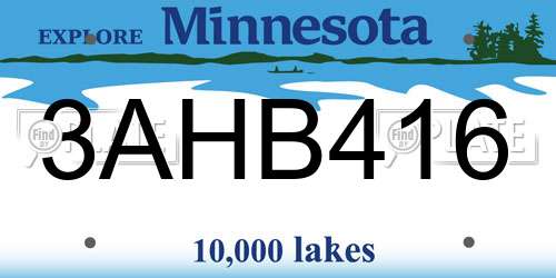 3AHB416 Minnesota License Plate
