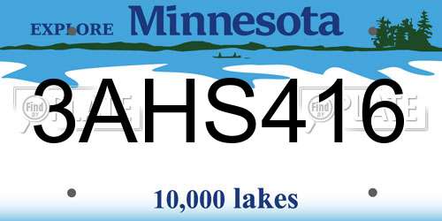 3AHS416 Minnesota License Plate