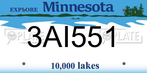 3AI551 Minnesota License Plate
