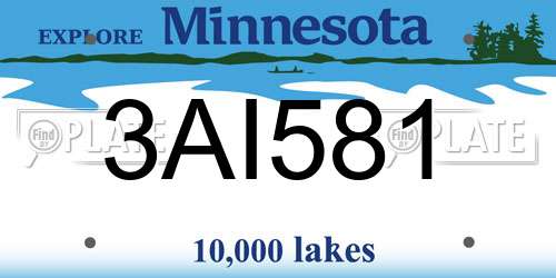 3AI581 Minnesota License Plate