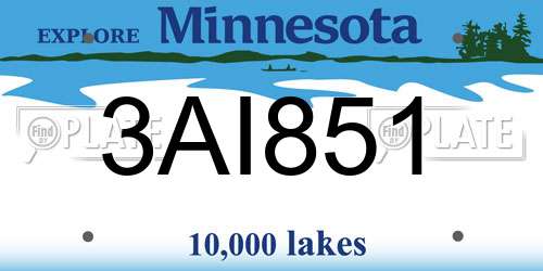 3AI851 Minnesota License Plate