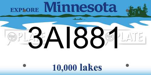3AI881 Minnesota License Plate