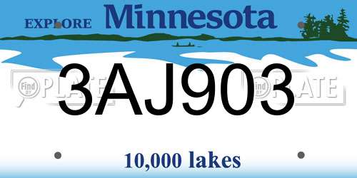 3AJ903 Minnesota License Plate