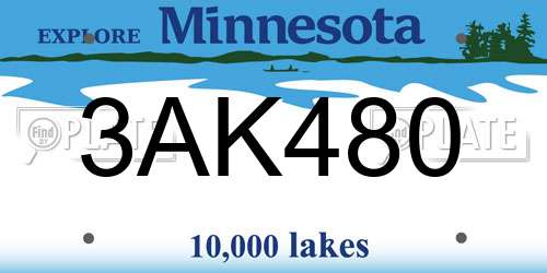 3AK480 Minnesota License Plate