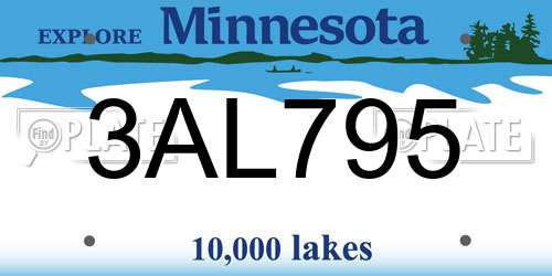 3AL795 Minnesota License Plate