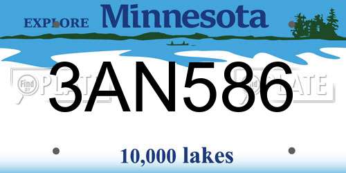 3AN586 Minnesota License Plate