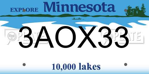 3AOX33 Minnesota License Plate