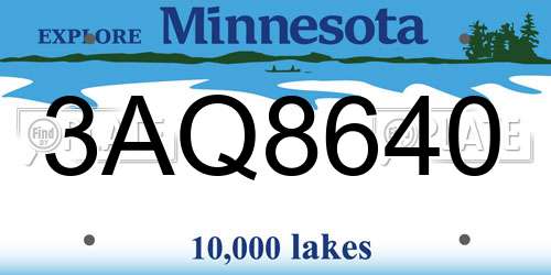 3AQ8640 Minnesota License Plate