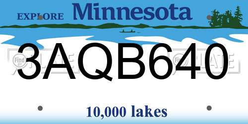 3AQB640 Minnesota License Plate