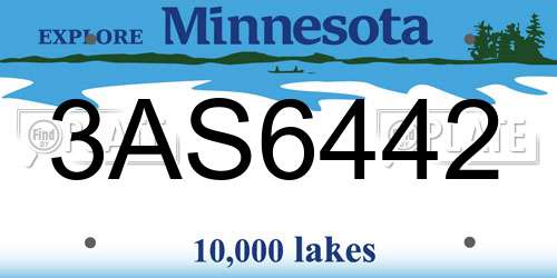3AS6442 Minnesota License Plate