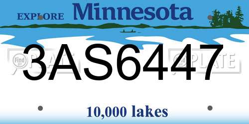3AS6447 Minnesota License Plate