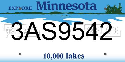 3AS9542 Minnesota License Plate