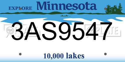 3AS9547 Minnesota License Plate