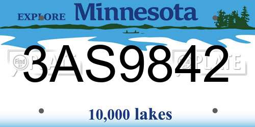 3AS9842 Minnesota License Plate