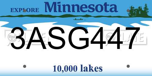 3ASG447 Minnesota License Plate