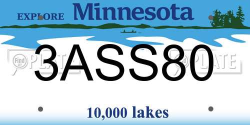 3ASS80 Minnesota License Plate