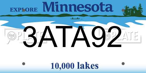 3ATA92 Minnesota License Plate