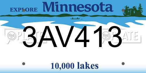 3AV413 Minnesota License Plate