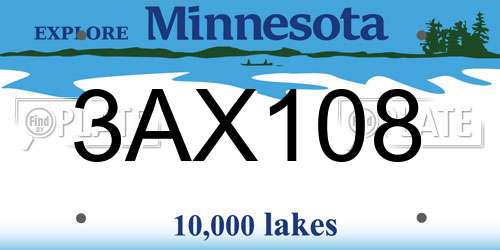 3AX108 Minnesota License Plate
