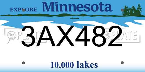 3AX482 Minnesota License Plate