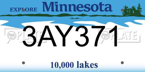 3AY371 Minnesota License Plate