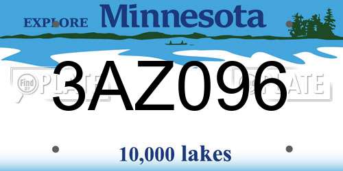 3AZ096 Minnesota License Plate
