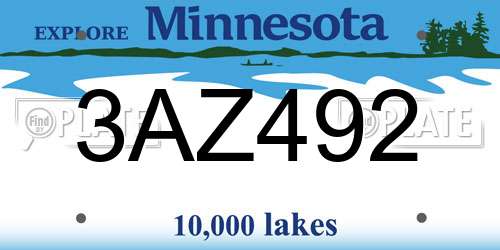3AZ492 Minnesota License Plate