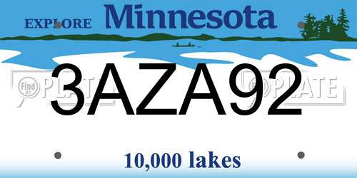 3AZA92 Minnesota License Plate
