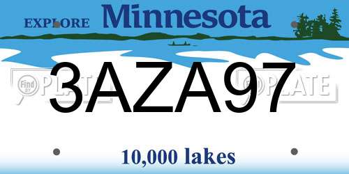 3AZA97 Minnesota License Plate