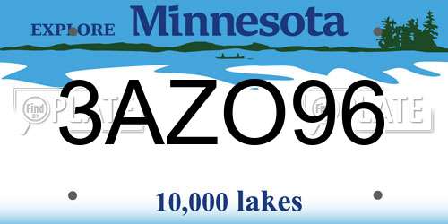 3AZO96 Minnesota License Plate
