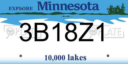 3B18Z1 Minnesota License Plate