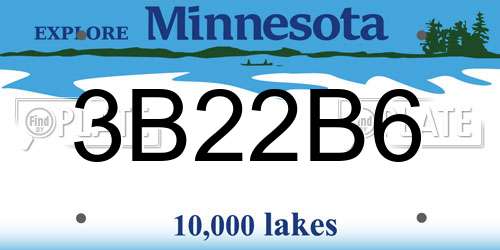 3B22B6 Minnesota License Plate