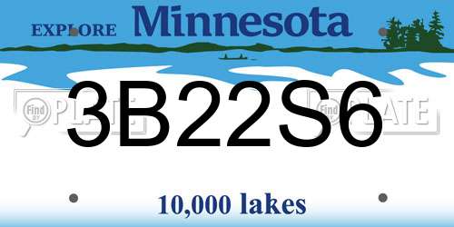 3B22S6 Minnesota License Plate
