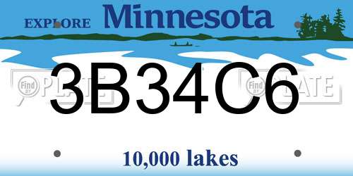 3B34C6 Minnesota License Plate